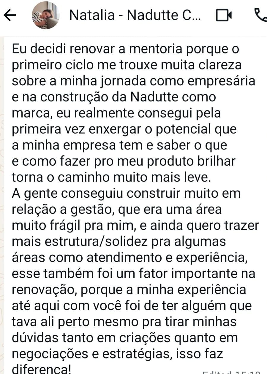 Depoimento de mentorada 1